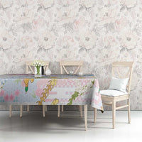 Hawaiian and Japanese Culture Together Tablecloth Tribal Motifs with Lei and Japanese Sakura Pattern LT03 - Polynesian Pride