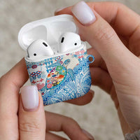 Hawaiian and Japanese Culture Together AirPods Case Tropical Honu with Japanese Elements Blue Color LT03 - Polynesian Pride
