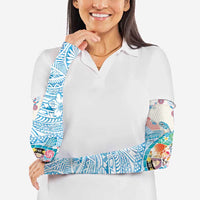 Hawaiian and Japanese Culture Together Arm Sleeves Tropical Honu with Japanese Elements Blue Color LT03 - Polynesian Pride
