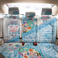 Hawaiian and Japanese Culture Together Back Car Seat Cover Tropical Honu with Japanese Elements Blue Color