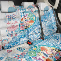 Hawaiian and Japanese Culture Together Back Car Seat Cover Tropical Honu with Japanese Elements Blue Color