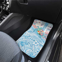 Hawaiian and Japanese Culture Together Car Mats Tropical Honu with Japanese Elements Blue Color
