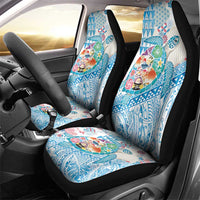 Hawaiian and Japanese Culture Together Car Seat Cover Tropical Honu with Japanese Elements Blue Color