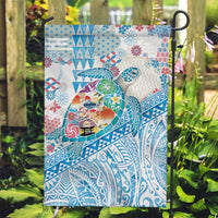 Hawaiian and Japanese Culture Together Garden Flag Tropical Honu with Japanese Elements Blue Color