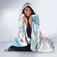 Hawaiian and Japanese Culture Together Hooded Blanket Tropical Honu with Japanese Elements Blue Color