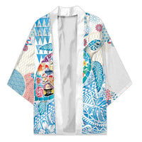 Hawaiian and Japanese Culture Together Kimono Tropical Honu with Japanese Elements Blue Color