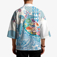 Hawaiian and Japanese Culture Together Kimono Tropical Honu with Japanese Elements Blue Color