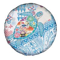 Hawaiian and Japanese Culture Together Spare Tire Cover Tropical Honu with Japanese Elements Blue Color