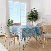 Hawaiian and Japanese Culture Together Tablecloth Tropical Honu with Japanese Elements Blue Color