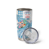Hawaiian and Japanese Culture Together Tumbler Cup Tropical Honu with Japanese Elements Blue Color