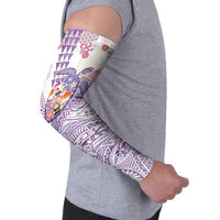Hawaiian and Japanese Culture Together Arm Sleeves Tropical Honu with Japanese Elements Purple Color
