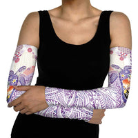 Hawaiian and Japanese Culture Together Arm Sleeves Tropical Honu with Japanese Elements Purple Color