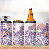 Hawaiian and Japanese Culture Together 4 in 1 Can Cooler Tumbler Tropical Honu with Japanese Elements Purple Color
