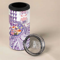 Hawaiian and Japanese Culture Together 4 in 1 Can Cooler Tumbler Tropical Honu with Japanese Elements Purple Color
