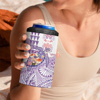 Hawaiian and Japanese Culture Together 4 in 1 Can Cooler Tumbler Tropical Honu with Japanese Elements Purple Color