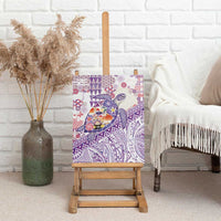 Hawaiian and Japanese Culture Together Canvas Wall Art Tropical Honu with Japanese Elements Purple Color