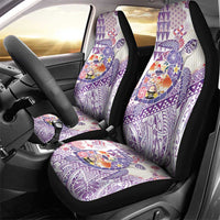 Hawaiian and Japanese Culture Together Car Seat Cover Tropical Honu with Japanese Elements Purple Color