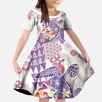 Hawaiian and Japanese Culture Together Family Matching Mermaid Dress and Hawaiian Shirt Tropical Honu with Japanese Elements Purple Color
