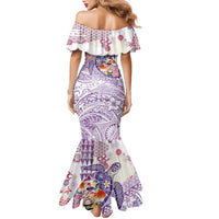 Hawaiian and Japanese Culture Together Family Matching Mermaid Dress and Hawaiian Shirt Tropical Honu with Japanese Elements Purple Color