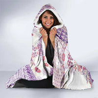 Hawaiian and Japanese Culture Together Hooded Blanket Tropical Honu with Japanese Elements Purple Color