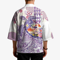 Hawaiian and Japanese Culture Together Kimono Tropical Honu with Japanese Elements Purple Color