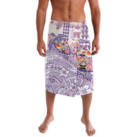 Hawaiian and Japanese Culture Together Lavalava Tropical Honu with Japanese Elements Purple Color
