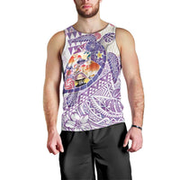 Hawaiian and Japanese Culture Together Men Tank Top Tropical Honu with Japanese Elements Purple Color