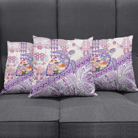 Hawaiian and Japanese Culture Together Pillow Cover Tropical Honu with Japanese Elements Purple Color
