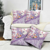 Hawaiian and Japanese Culture Together Pillow Cover Tropical Honu with Japanese Elements Purple Color