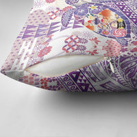 Hawaiian and Japanese Culture Together Pillow Cover Tropical Honu with Japanese Elements Purple Color