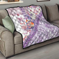 Hawaiian and Japanese Culture Together Quilt Tropical Honu with Japanese Elements Purple Color