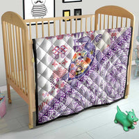Hawaiian and Japanese Culture Together Quilt Tropical Honu with Japanese Elements Purple Color