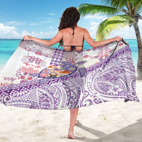 Hawaiian and Japanese Culture Together Sarong Tropical Honu with Japanese Elements Purple Color