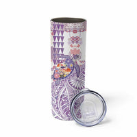 Hawaiian and Japanese Culture Together Skinny Tumbler Tropical Honu with Japanese Elements Purple Color