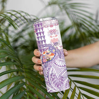 Hawaiian and Japanese Culture Together Skinny Tumbler Tropical Honu with Japanese Elements Purple Color