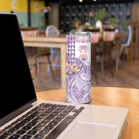 Hawaiian and Japanese Culture Together Skinny Tumbler Tropical Honu with Japanese Elements Purple Color