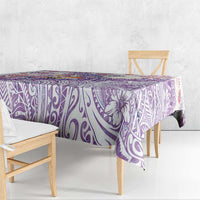 Hawaiian and Japanese Culture Together Tablecloth Tropical Honu with Japanese Elements Purple Color