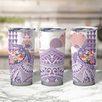 Hawaiian and Japanese Culture Together Tumbler Cup Tropical Honu with Japanese Elements Purple Color