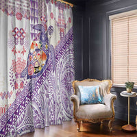 Hawaiian and Japanese Culture Together Window Curtain Tropical Honu with Japanese Elements Purple Color