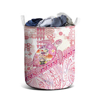 Hawaiian and Japanese Culture Together Laundry Basket Tropical Honu with Japanese Elements Pink Color