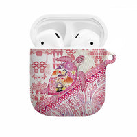 Hawaiian and Japanese Culture Together AirPods Case Tropical Honu with Japanese Elements Pink Color