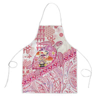 Hawaiian and Japanese Culture Together Apron Tropical Honu with Japanese Elements Pink Color