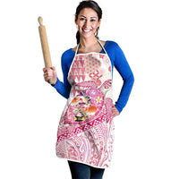 Hawaiian and Japanese Culture Together Apron Tropical Honu with Japanese Elements Pink Color