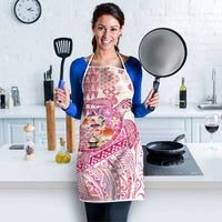 Hawaiian and Japanese Culture Together Apron Tropical Honu with Japanese Elements Pink Color