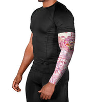 Hawaiian and Japanese Culture Together Arm Sleeves Tropical Honu with Japanese Elements Pink Color