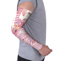 Hawaiian and Japanese Culture Together Arm Sleeves Tropical Honu with Japanese Elements Pink Color