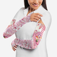 Hawaiian and Japanese Culture Together Arm Sleeves Tropical Honu with Japanese Elements Pink Color