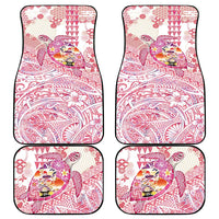 Hawaiian and Japanese Culture Together Car Mats Tropical Honu with Japanese Elements Pink Color