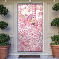 Hawaiian and Japanese Culture Together Door Cover Tropical Honu with Japanese Elements Pink Color