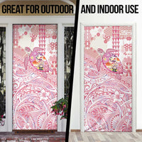 Hawaiian and Japanese Culture Together Door Cover Tropical Honu with Japanese Elements Pink Color